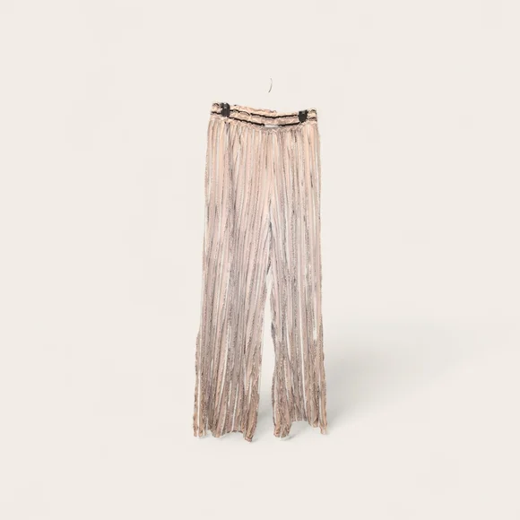 New Directions Size Medium Beige and Black Striped Wide-Leg Pants - Picture 1 of 3